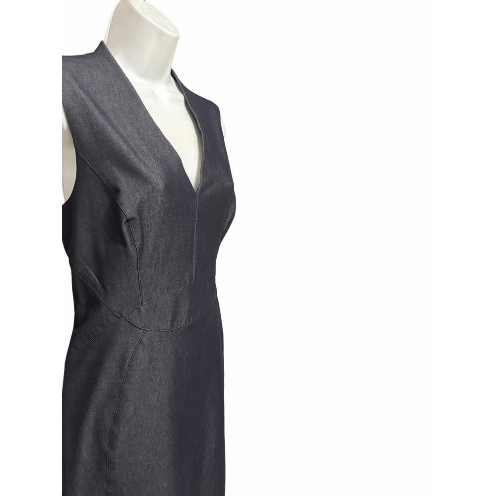 White House Black Market Gray Sheath Dress Sleeveless V-Neck Size 10 - Picture 5 of 8
